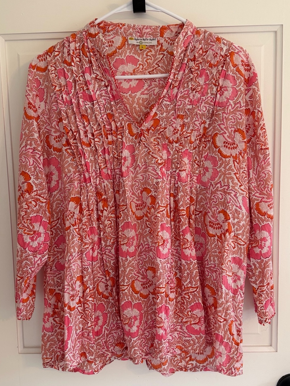 Roberta Roller Rabbit for Piperlime Pink Floral Cotton Tunic Blouse‎ L